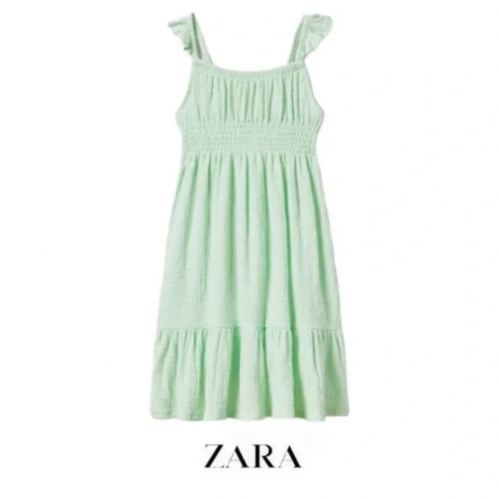 🪞 zara frill trim sleeve layered long maxi sun dress size 14